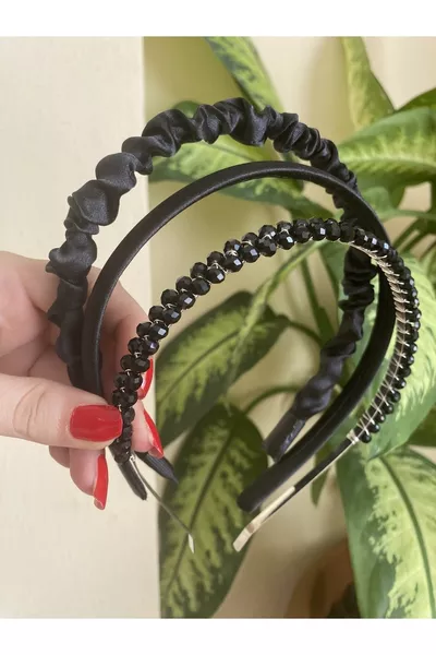 Triple satin and crystal stone crown set