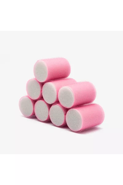  Лепящи гъбени бигуди 8 бр. Ø 4 см Розови - Лепящи за коса