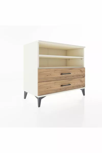 خزانة هايبريون مع رفين ودرجين بلون العقيق والصنوبر