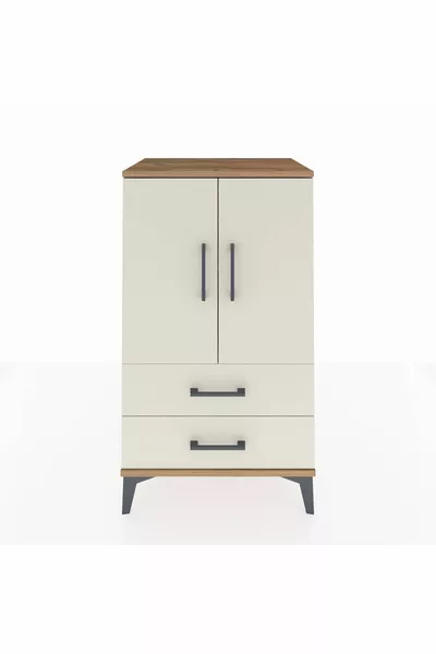 خزانة هايبرون بطابقين و درجين و بابين - خشب الصنوبر والرخام