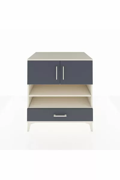 خزانة كرونوس بأربع رفوف ودرج واحد وغطائين بلون حجر القمر - أنثراسيت