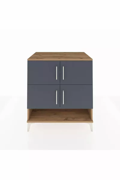 خزانة كرونوس ذات 4 أرفف و4 أبواب، صنوبر-أنتراسيت