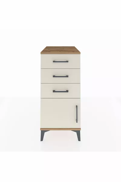 خزانة كرونوس بثلاثة أدراج وباب واحد - صنوبر وحجر رملي