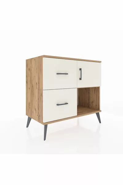 Хиперион Скрин с едно рафтче, 2 чекмеджета и еднокрилен шкаф, смърч-кубита камък