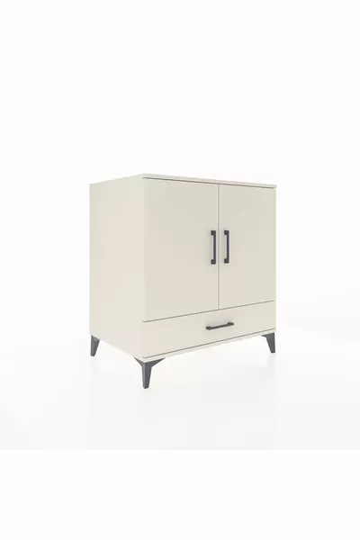 Kronos Kommode 3 Planken 1 Lade 2 Deuren Steenwit-Steenwit