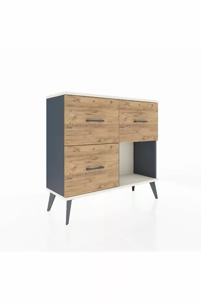 خزانة أرغس بثلاثة أدراج أنثراسيت-حجر الصوان/صنوبر