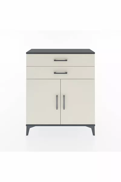 Arges Kast 2 Planken 2 Lade 2 Deuren Antraciet-Patrijssteen