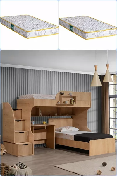 سرير بطابقين، سرير أوورا بطابقين مع مكتب وسريرين مريحين