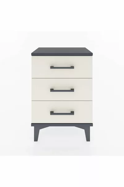 Comodino Arges a 3 Cassetti Antracite-Pietra di Luna