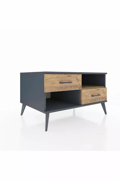 Kronos Şifonyer Tek Raflı 2 Çekmeceli  Antrasit-Çam