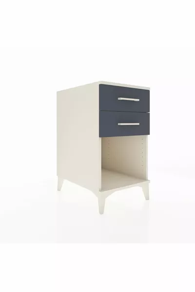 Кронос нощно шкафче с 2 чекмеджета, сребристо-антрацит