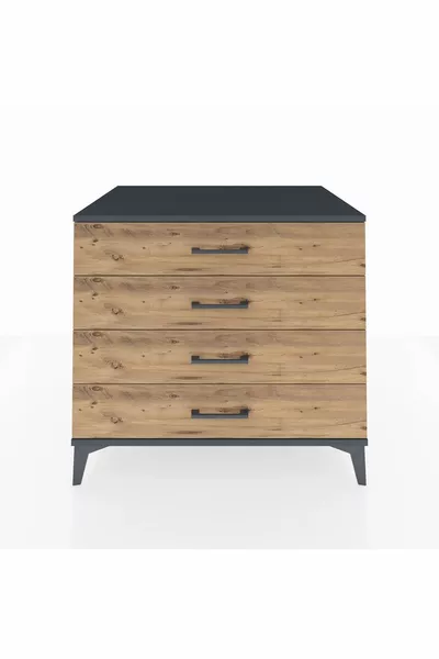 خزانة كرونوس 4 أدراج أنثراسيت-صنوبر