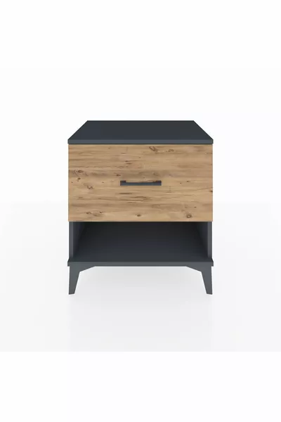 Hyperion Nightstand Single Drawer Anthracite-Pine