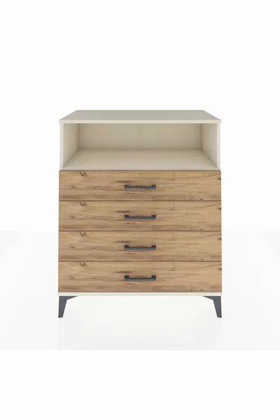 خزانة هايبرينون بدرج واحد وأربعة أدراج، لون حجر القمر والصنوبر