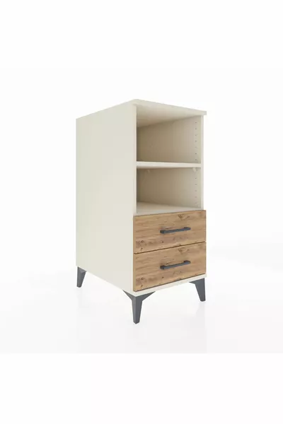 خزانة جانبية كرونوس بدرجين ورفين بلون العقيق والصنوبر