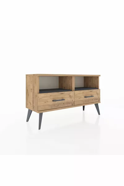 Аргес скрин с 2 рафта и 2 чекмеджета Бор-Антрацит/Бор