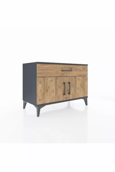 Hyperion Kommode Ein Einlegeboden Ein Schubfach 2 Türen Anthrazit-Kiefer