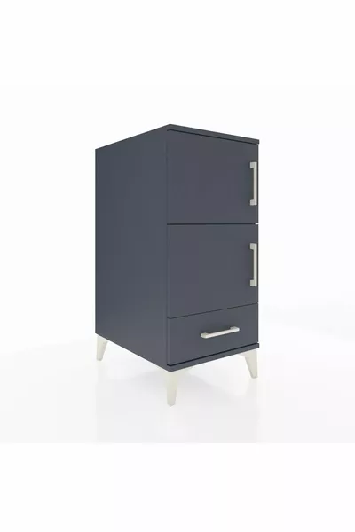 خزانة كرونوس بأربعة رفوف، درج واحد، باب واحد، أنثراسيت-أنثراسيت