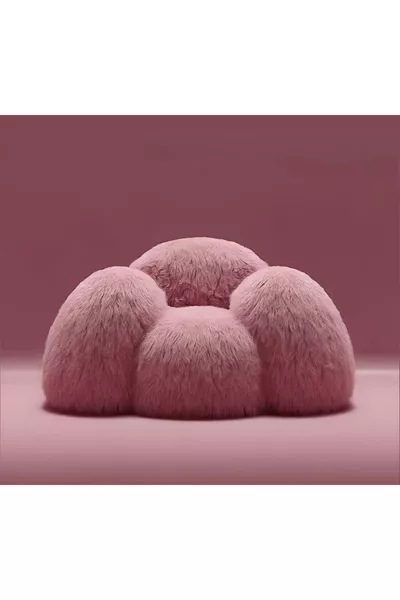 Rose-Fluff Long-Haired Shaggy Armchair