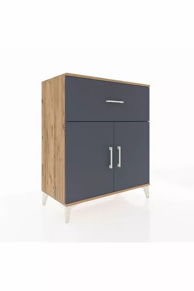 Hyperion Şifonyer Tek Raflı Tek Çekmeceli 2 Kapaklı  Çam-Antrasit