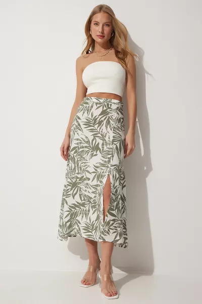 تنورة طويلة فيسكوز منقوشة