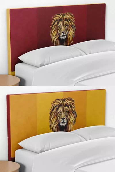 Двулицево жълто-червено с модел на лъв калъф за таблата на леглото