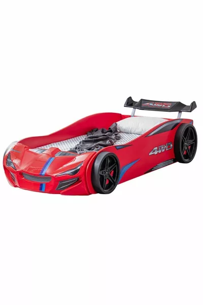 Children's Room - Merso Bed with Wheels - Sport 3-Door Wardrobe, Desk - Red