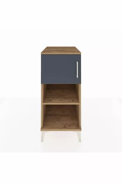 Kronos Nightstand with 2 Shelves and 1 Door Pine-Anthracite