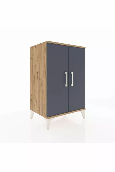 Hyperion Komodin 2 Raflı 2 Kapaklı  Çam-Antrasit