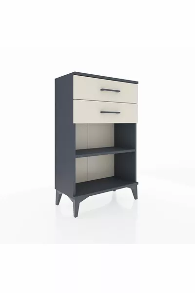 أرجس كومودين ذو رف واحد ودرجين - أنثراسيت-رمالي