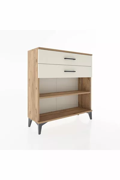 Гардероб Arges с едно рафтче и 2 чекмеджета, бор и бял мрамор