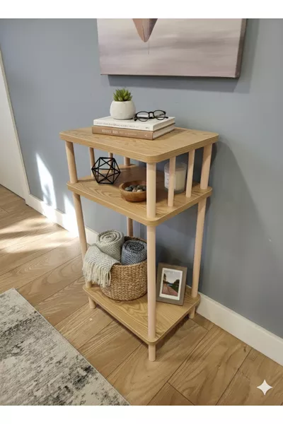 طاولة ركنية وطرابيز جانبي ذو رفين - كومودين - طاولة متعددة الاستخدامات عصرية