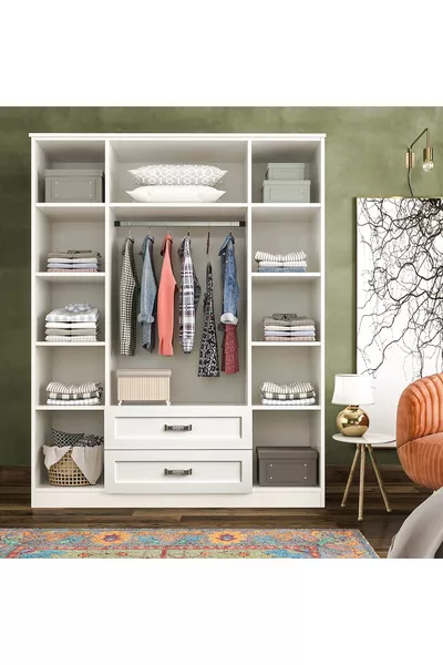 Cemre Country Glass 4-Door 2-Door Wardrobe