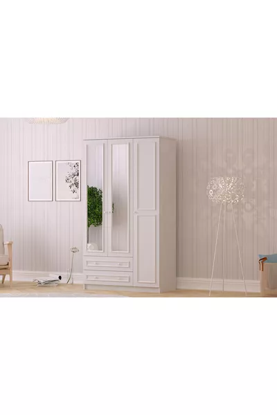 Armadio con specchio Lina Country 3 ante e 2 cassetti