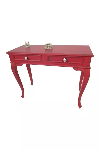 طاولة مكياج حمراء متقادمة مع درج بسُمك سم