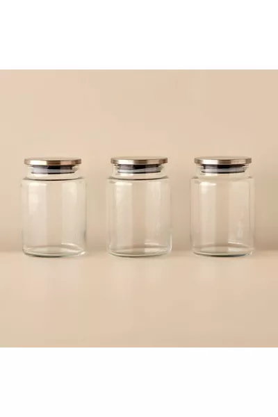 Ensemble de 3 bocaux avec couvercle en métal Jely  cc