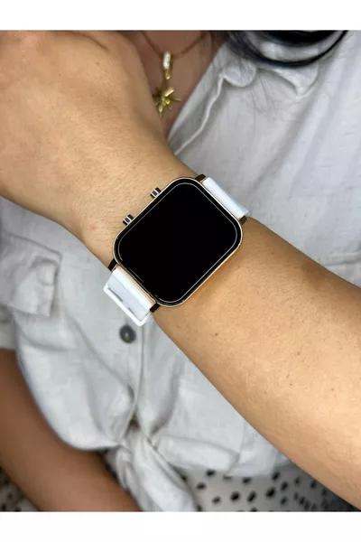 ساعة يد نسائية رقمية Led بحزام سيليكون أبيض اللون (ليست ساعة ذكية..)