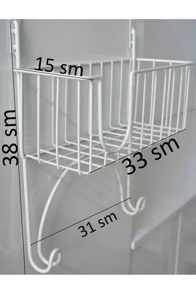 رف منظم للكي وحامل وطاولة الكي خلف الباب - أبيض