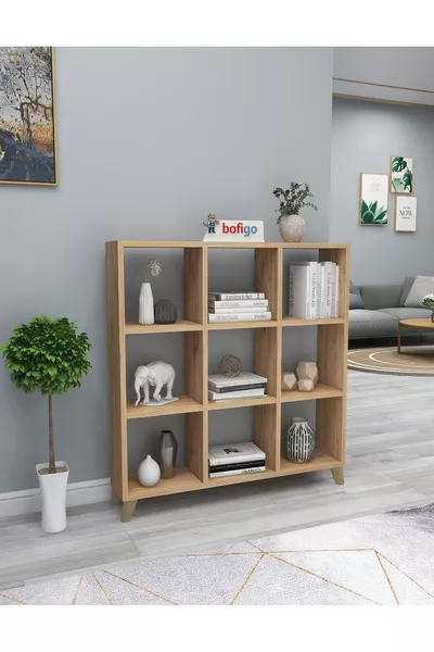 Cube Bookshelf 9-Compartment Shelf Square Bookshelf Library Pine