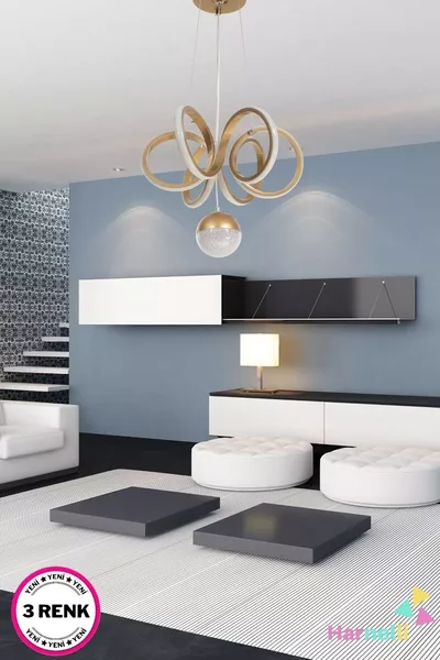 Gold Chandelier  Cm Diameter with 3 Color Dimmable LED