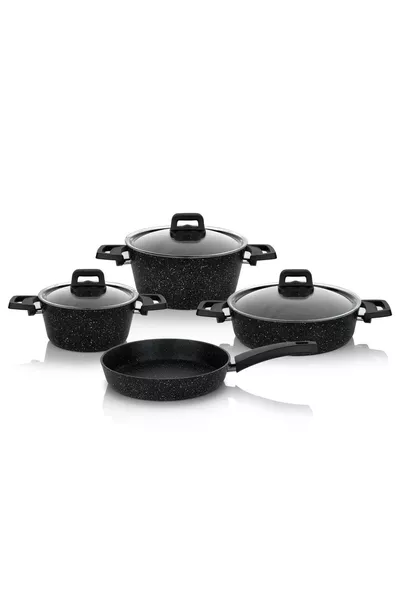 Rock Granite Cookware Set 7 Pieces - Black
