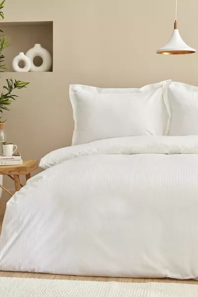 Uniq % Cotton Double Satin Duvet Cover Set White