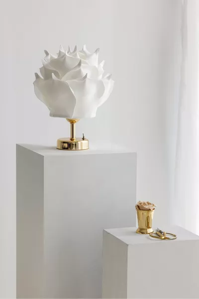 Lampe de bureau sans fil blanche Eva Gül Design - Doré brillant en bas