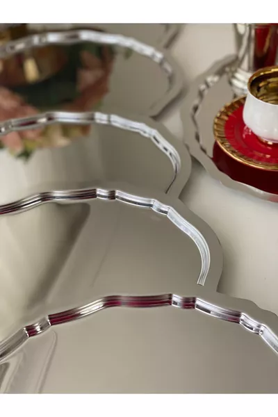 صينية صلبة مستديرة بطراز مموج 6 قطع لتقديم الطعام وتقديم الأطباق