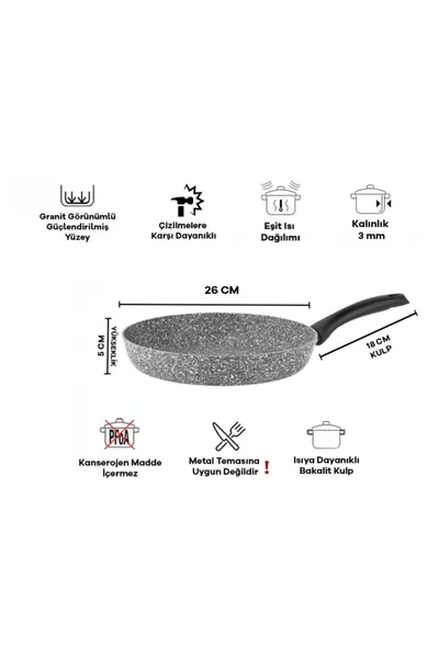 Комплект от 3 ультра гранитни тигана  см сив