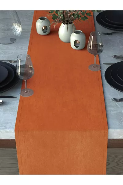 Velvet-Textured Orange Runner