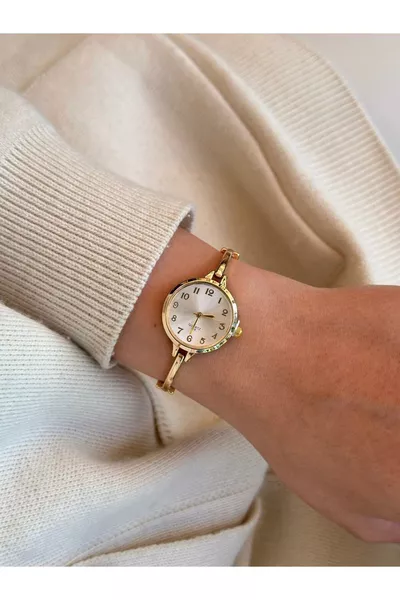 Vanessa Model Gold-White Metal Strap Women's Watch