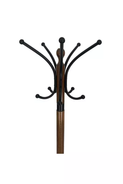 حامل معاطف بقاعدة - جوز - معدن مطلي على شكل ورقة البرسيم