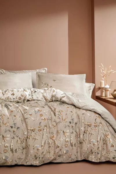 Ensemble de housse de couette satin double Katrina - Beige
