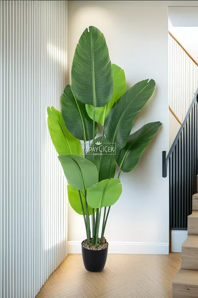 Изкуствено дърво Starliçe с реалистично докосване,  големи зелени листа,  см